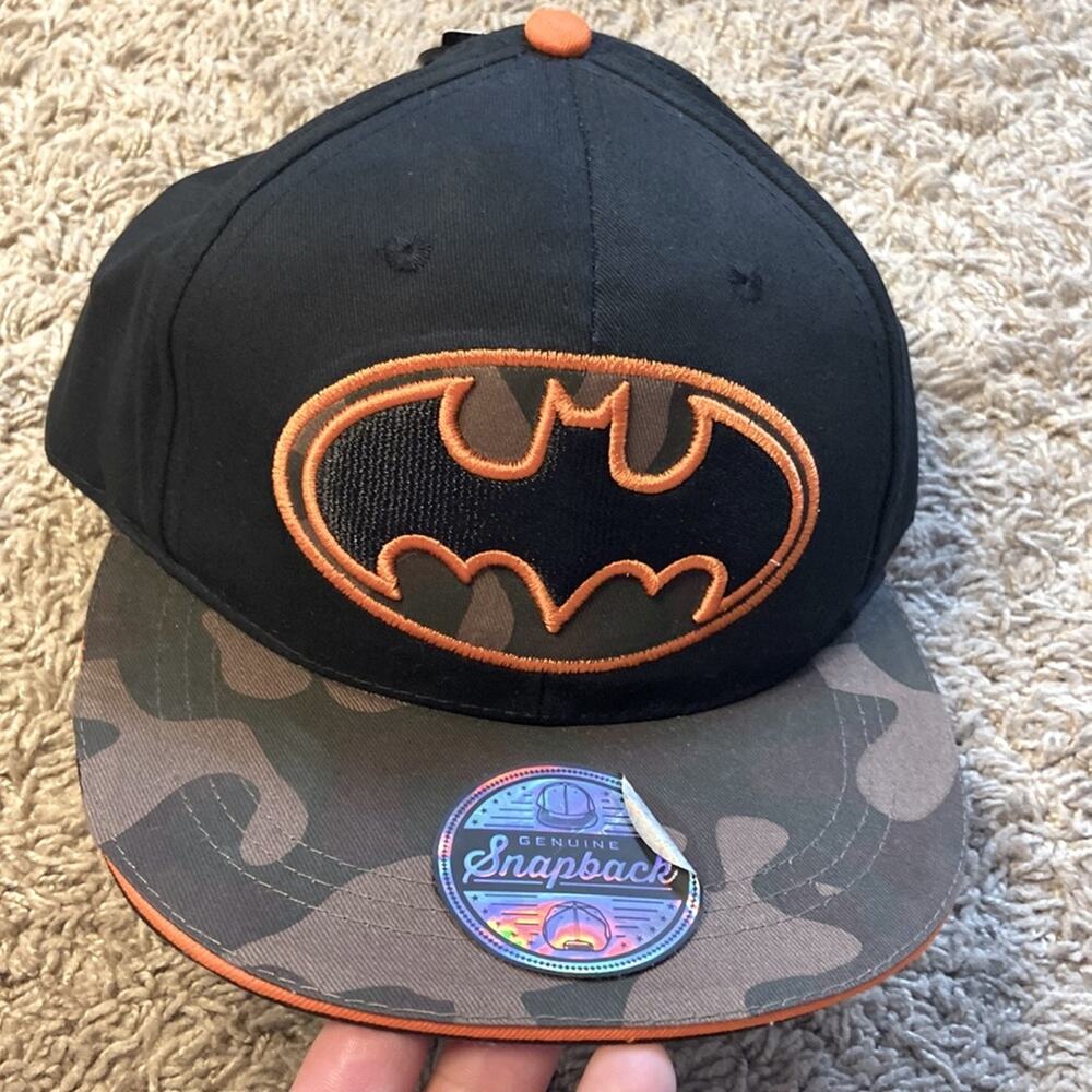 NWT Batman Black/Orange Camo Adjustable Hat